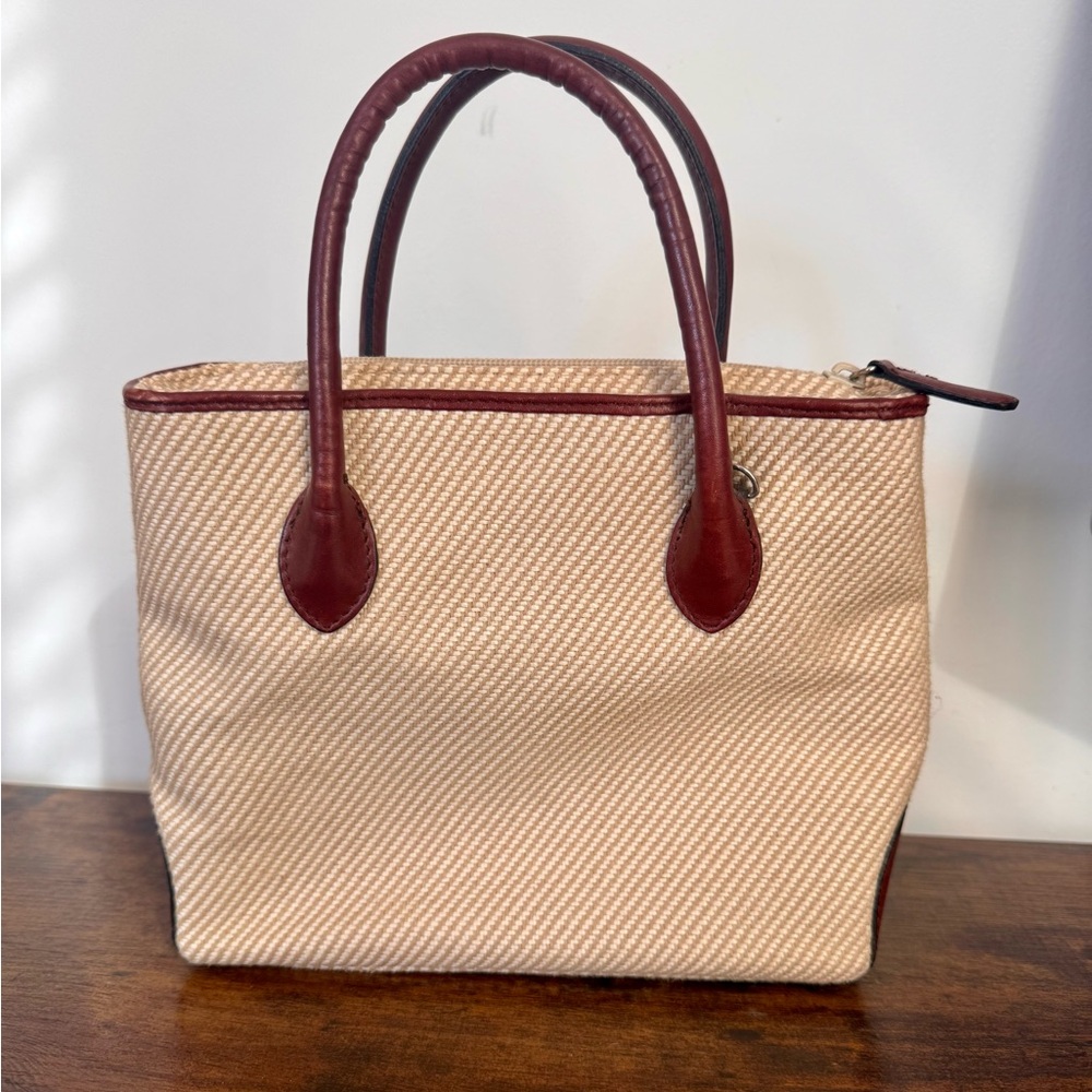 Etienne Aigner Cream and Brown Tote Bag